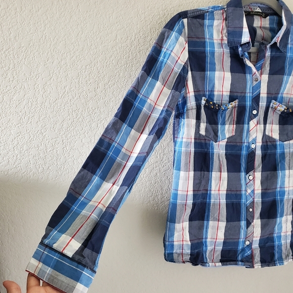 ZARA trafaluc plaid studded longsleeve shirt - Picture 2 of 14